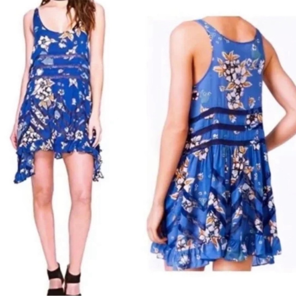 Free People Blue Toile and Lace Floral Dress